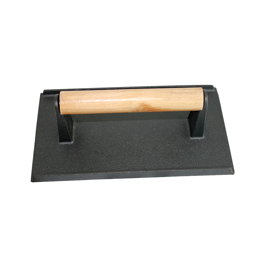 Wholesale Cast Iron Grill Press BBQ Bacon Press with Wood Handle