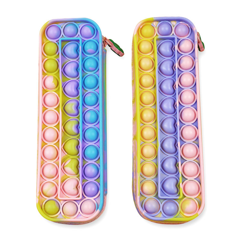 2021 new ideal fidget pen bag,silicone push pop bubble fidget toy,as children pop fidget it Pencil case.
