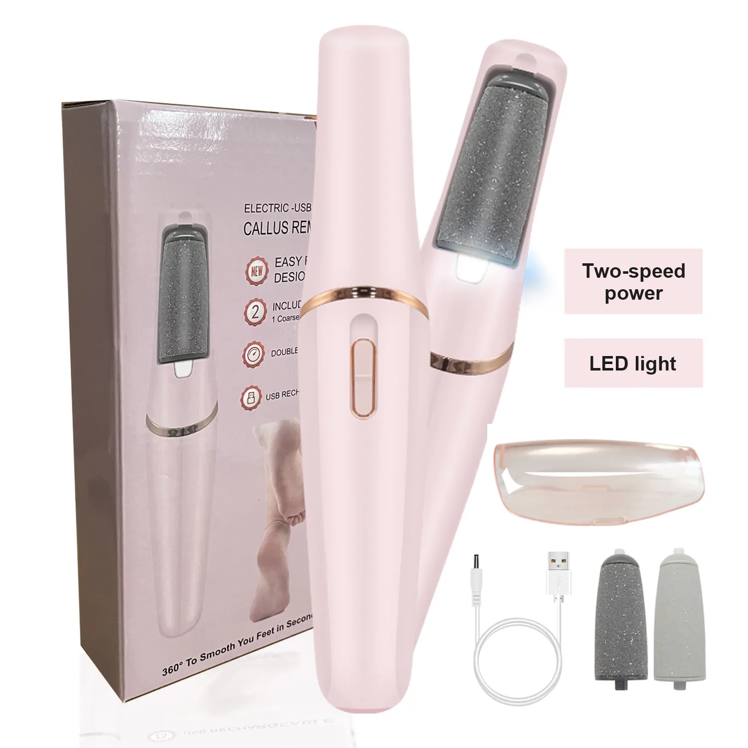 Rechargeable pedicure machine pink electric foot callus remover electric foot grinder callus remover foot file hard skin remover