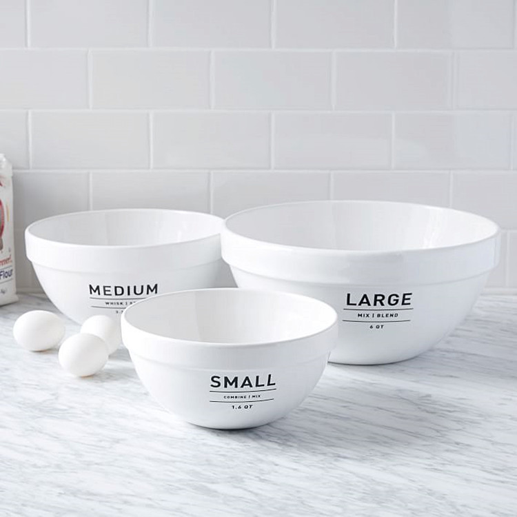 Kitchen white fruit salad bowls sets beauty design round large porcelain cereal mixing bowls
