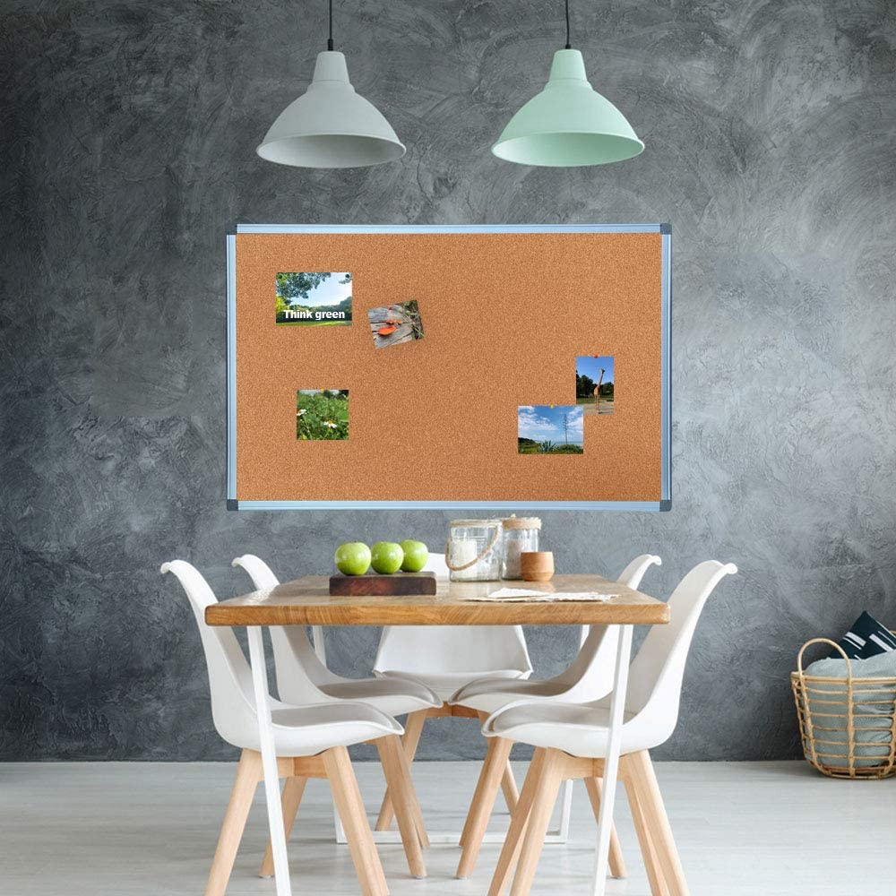Cork Bulletin Board, 24 x 36 inch, Silver Aluminum Frame