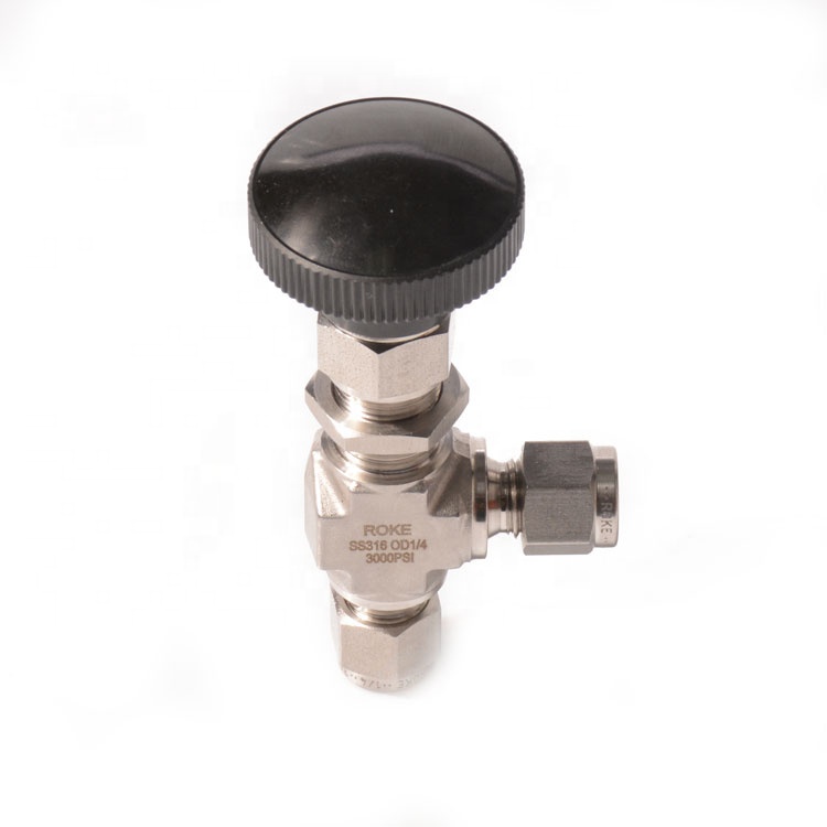 Stainless Steel Inch Tube Twin Ferrules 90 Degree Angle Needle Valve