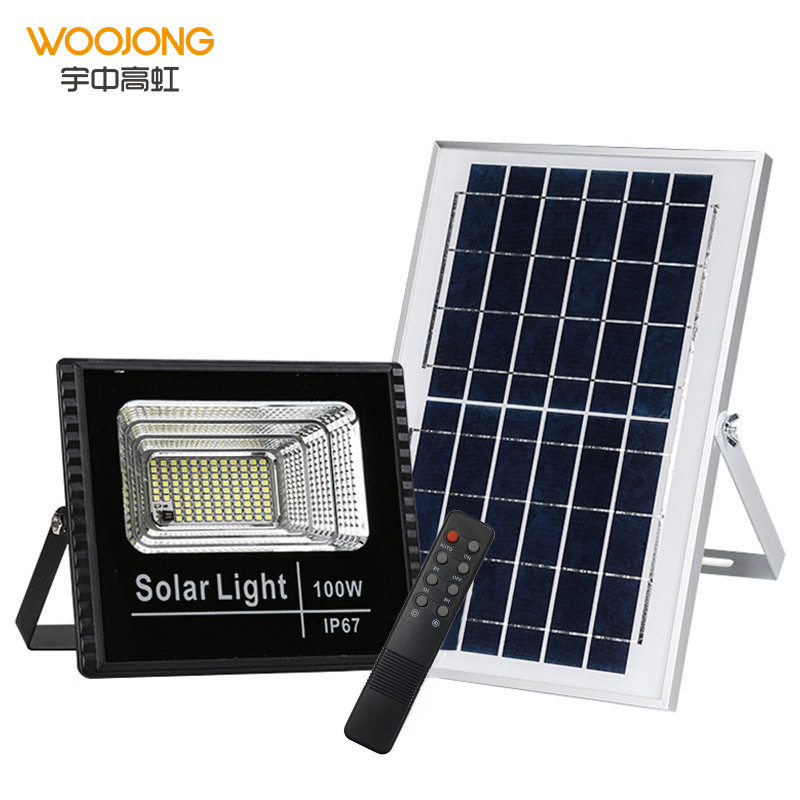 WOOJONG 2021 hot sell IP65 ourdoor using waterproof solar flood light 150 solar led floodlights for garden