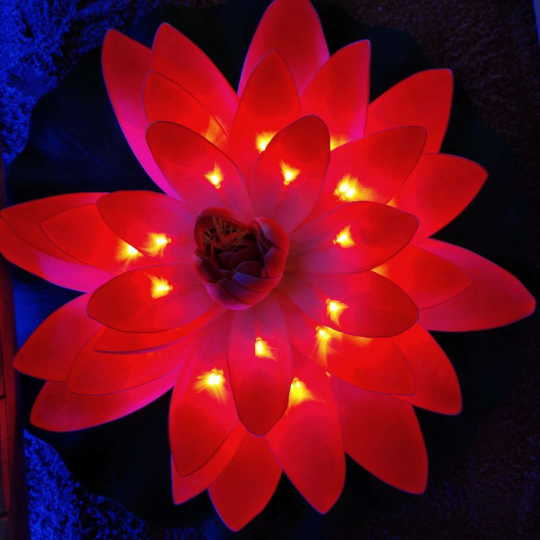 Floating Pool Lights Lotus Flower Lantern Artificial Foam LED Lamp Lifelike Pond Decoration