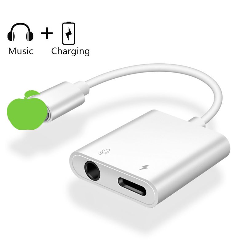 2 в 1 USB 8-контактный переходник с подсветкой на два порта 3,5 мм для зарядки наушников и аудиоконвертера адаптер для X XS Plus XR