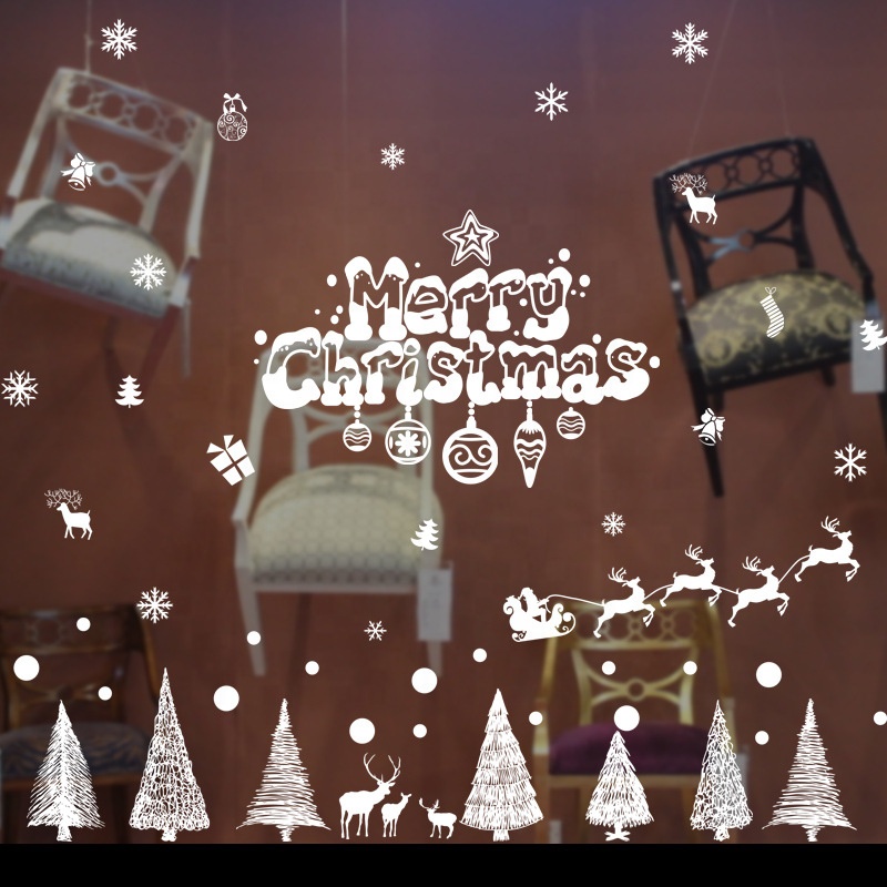 Christmas Transparent Glass Stickers Window Decor Christmas Stickers Decoration Decal Window Stickers