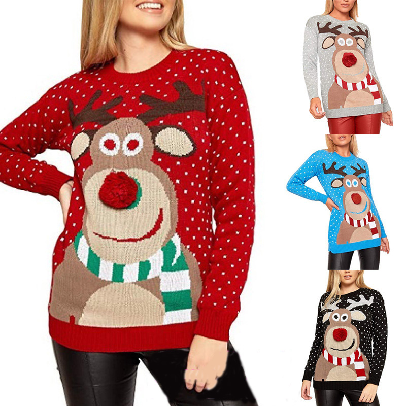 Winter Clothes For Women Merry Christmas Sweater Women Deer Pullover Knit Women's Sweaters