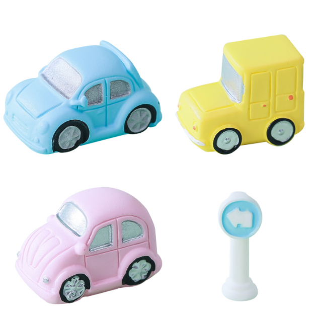 Wholesale Action DIY Decoration Children 's Toys Figures for Car Resin Road Sign pink Blue Green Yellow Sports Cars