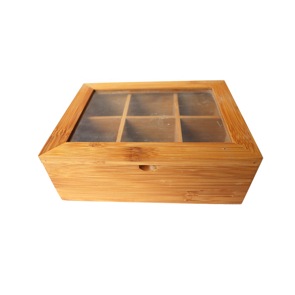 hot sale box Six-lattice bamboo storage box