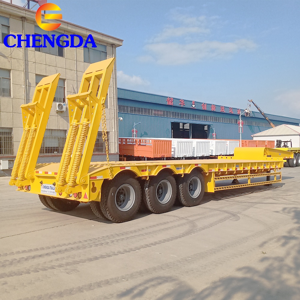Hydraulic Extendable 3 Axle 60ton Gooseneck Low Boy low bed trailer 100 ton Lowboy Semi Trailer