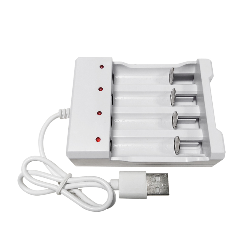 PUJIMAX universal 4 slots led light battery charger for aa aaa rechargeable batteries for remote control microphone camera