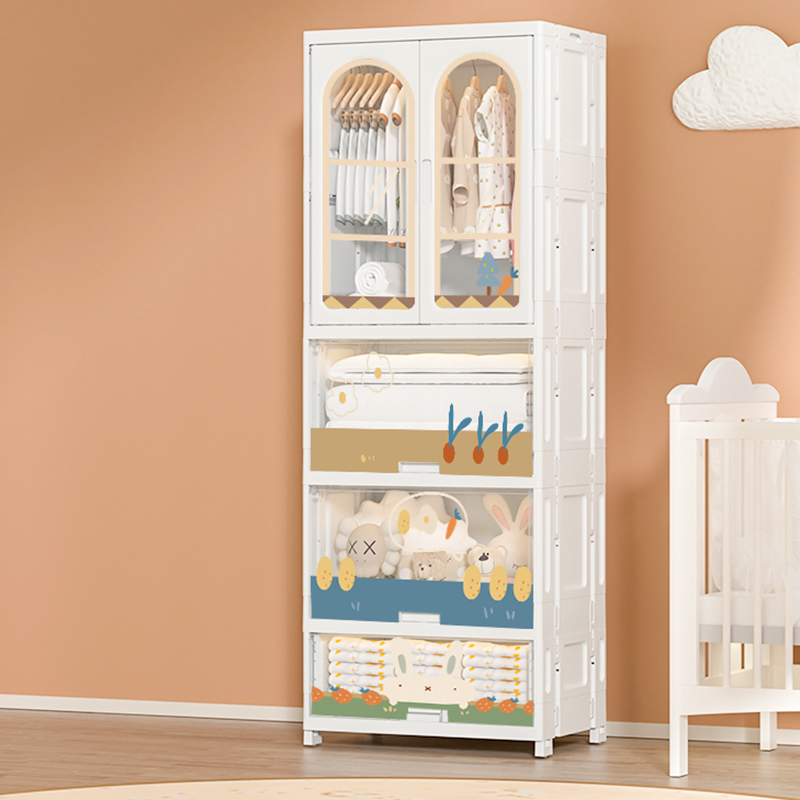 Children's Bedroom Plastic Storage Organizer Cabinet Wardrobe Small Household Closet Organizer for Toys and Clothes