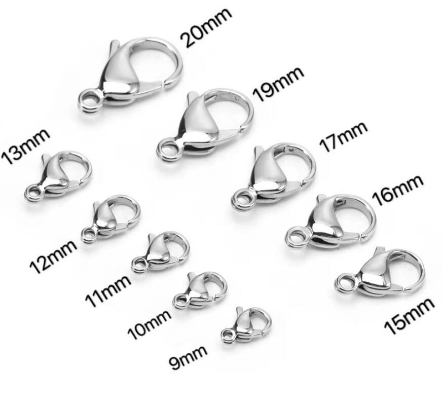 Diy Jewelry Accessories Good Polishing 11mm 304 Stainless Steel Closures Bracelet Clasp Lock keychain hook Lobster Clasp