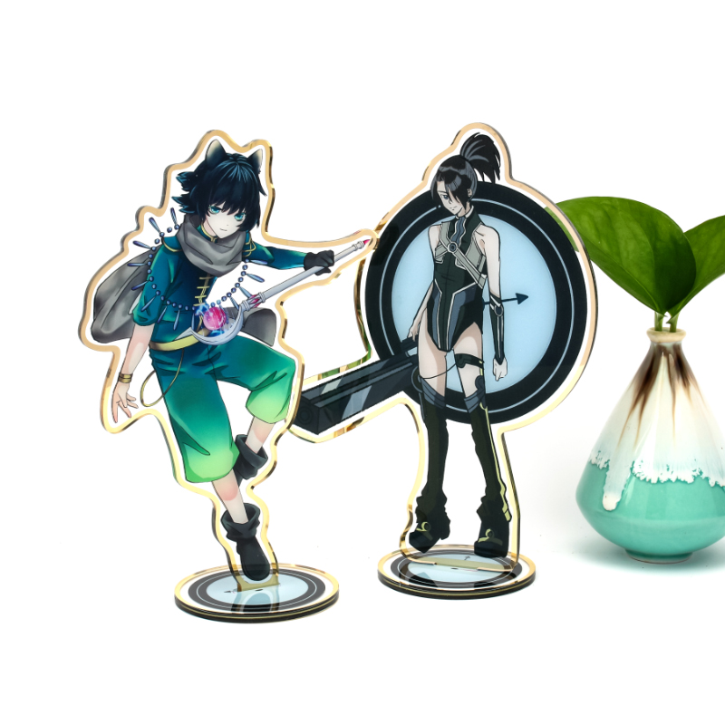 New Products Vograce Custom Gold Edge Acrylic Standee Charms Anime Character Acrylic Standee