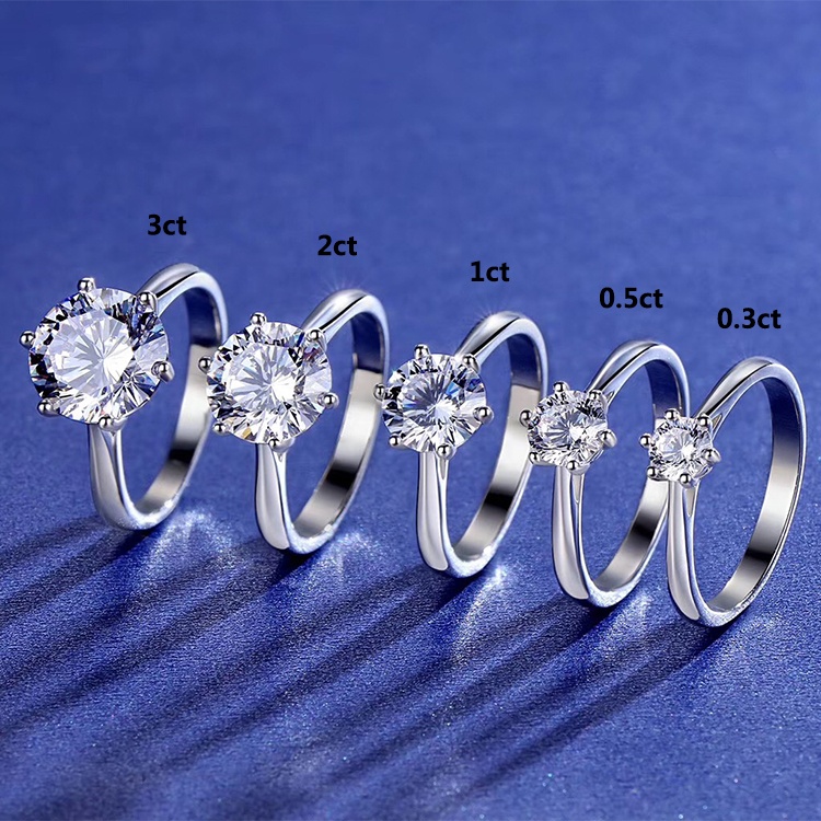 0.3ct 0.5ct 1ct 2ct 3ct классический шесть коготь 925 стерлингового серебра муассанит кольцо с бриллиантом
