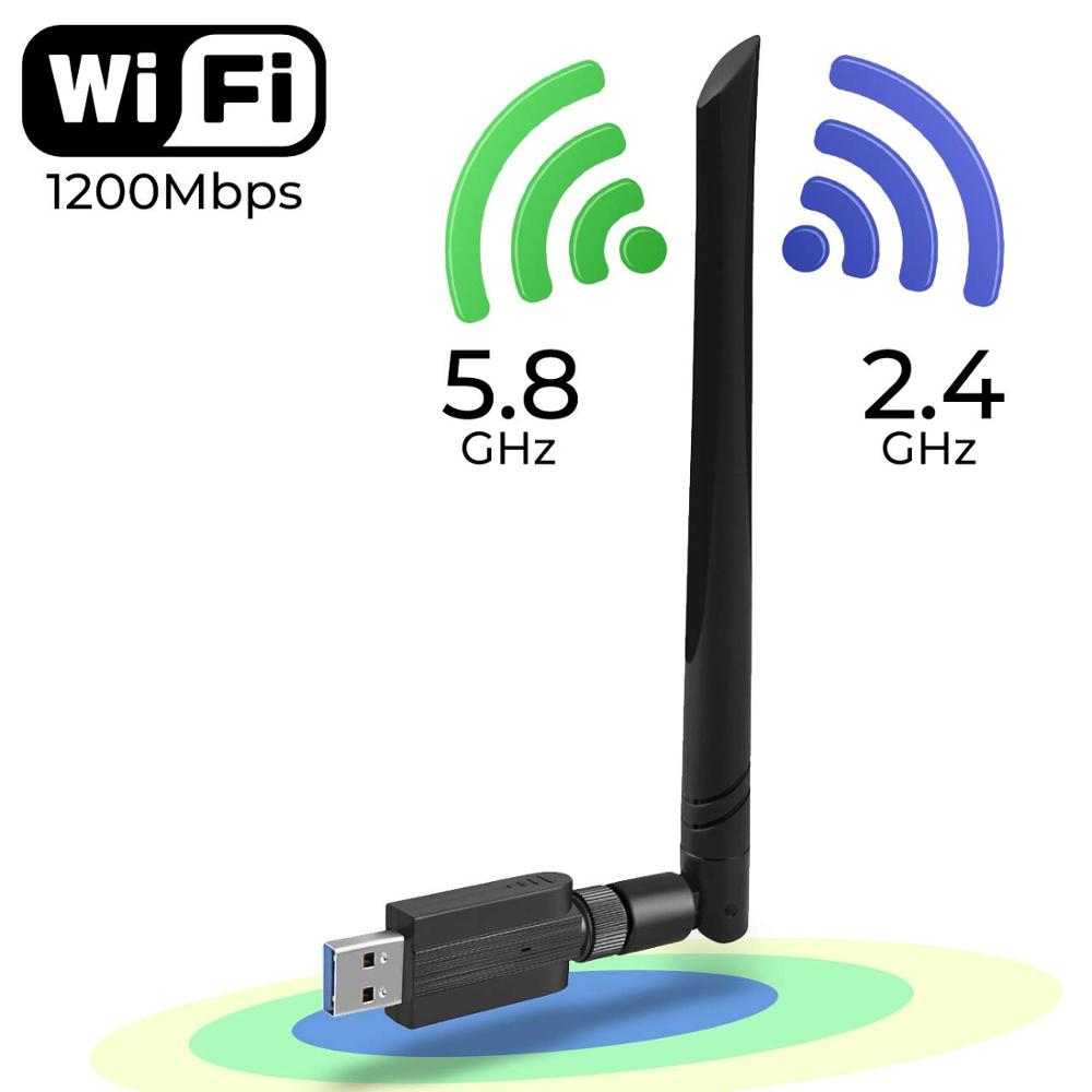 Двухдиапазонный USB Wi-Fi адаптер антенны 1200 Мбит/с USB Wi-Fi адаптер приемник двухдиапазонный 2,4G/5G AC1200M Wi-Fi ключ