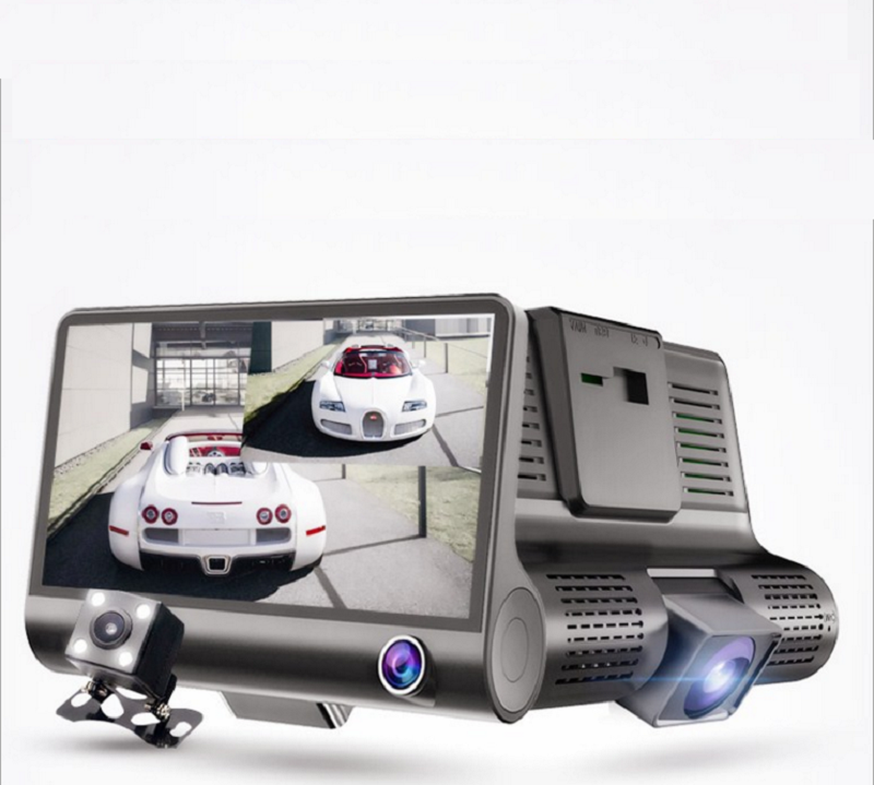 Dashcam Автомобильные видеорегистраторы 4 дюймов автомобиля камера FHD 1080P Авто рекордер Dash Cam 3 камеры объектив с камерой заднего вида с функцией ночного видения