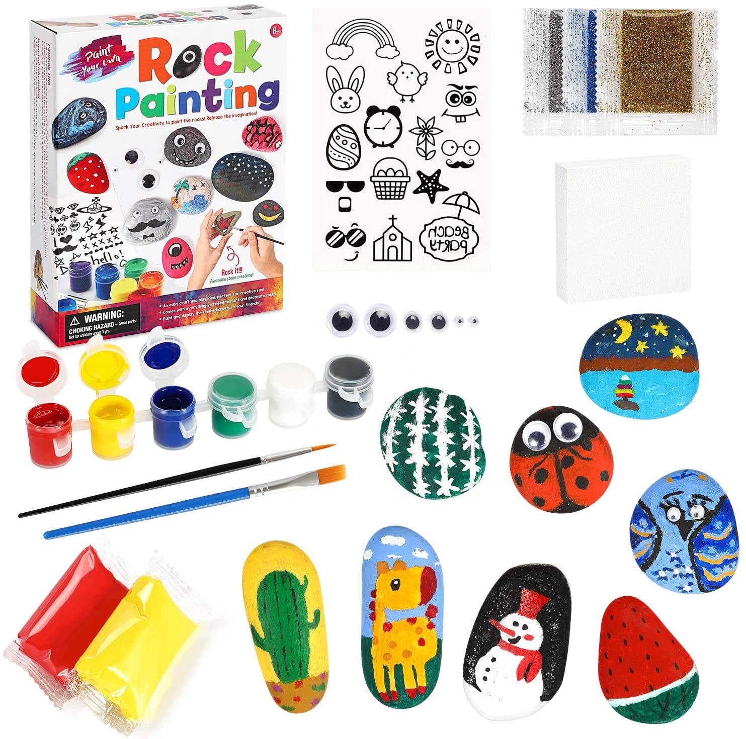 Kids Creativity Gift Rock Painting Kit Craft Set for Indoor Outdoor Activities