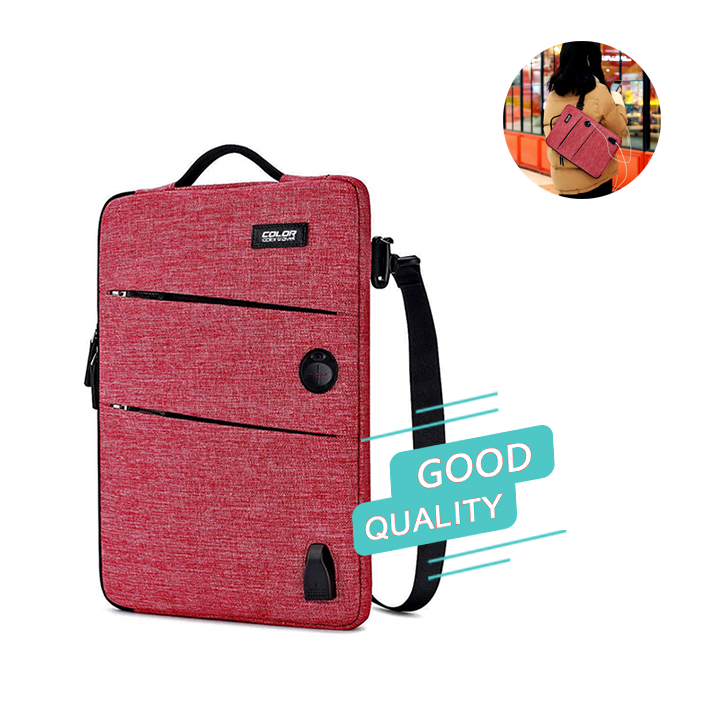 Portable lightweight soft nootbook laptop bag women small briefcase fashionable briefcase with USB port for business for travel