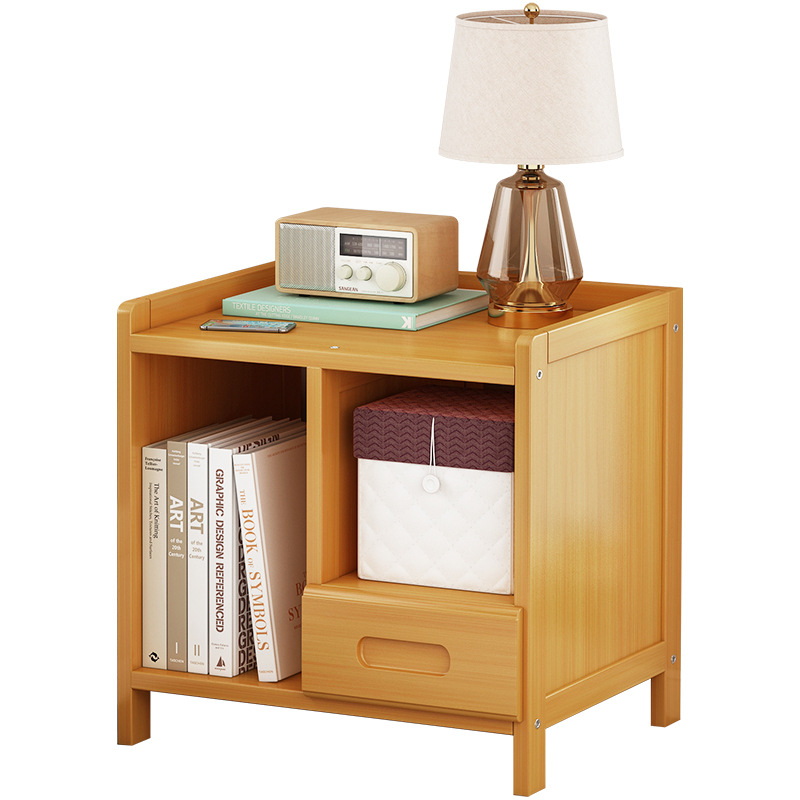 Solid Wood Bedroom Nightstand Storage Cabinet Simple Storage Cabinet Household Small Bedside Cabinet Shelf Multifunctional