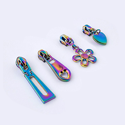 Custom logo metal zipper pull design handbag metal rainbow puller slider for jacket