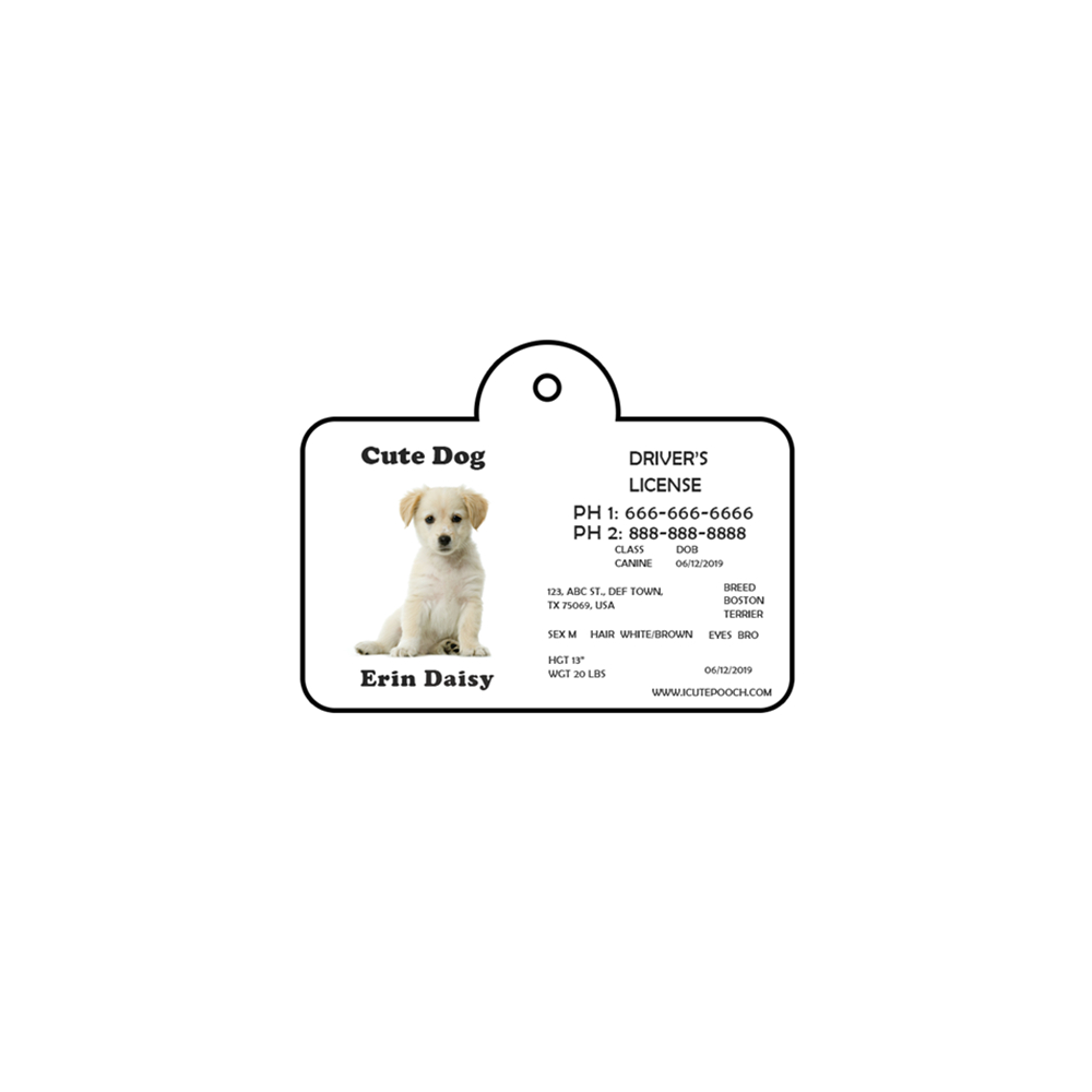 Blank Sublimation Aluminum Pet Dog Driver License Tags Glossy White 1.5"x2"