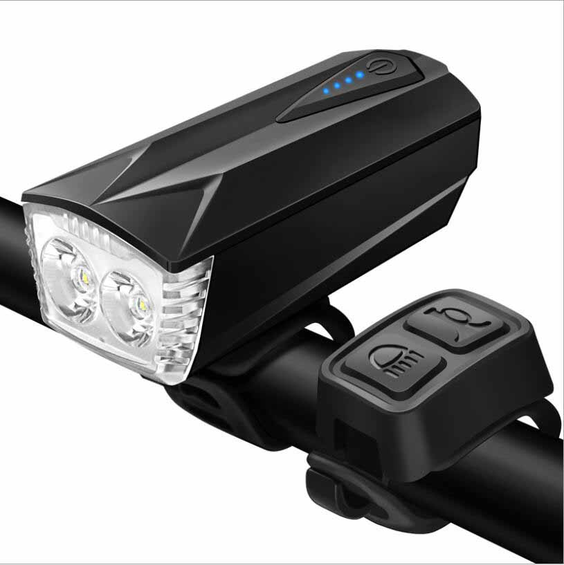 Новые T6 двойные лампы с бусинами, USB-звуковой сигнал, фара для горного велосипеда, светодиодная перезаряжаемая велосипедная фара