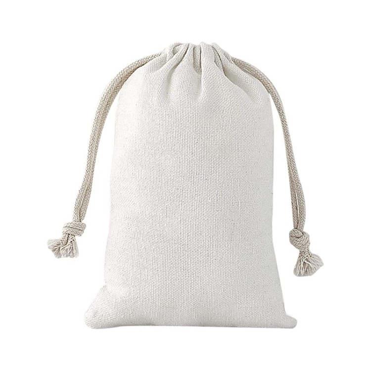 Processing custom organic wax drawstring cotton hemp bags White Mini Lightweight Gift Bags Breathable Pouches