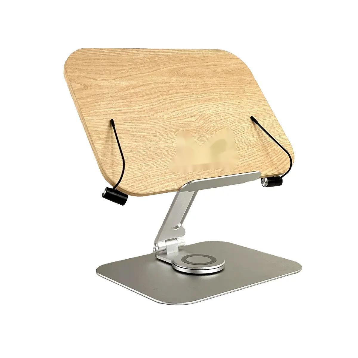 Upright Bamboo Book Display Stand & Holder for Reading Hands Free with Page Clips