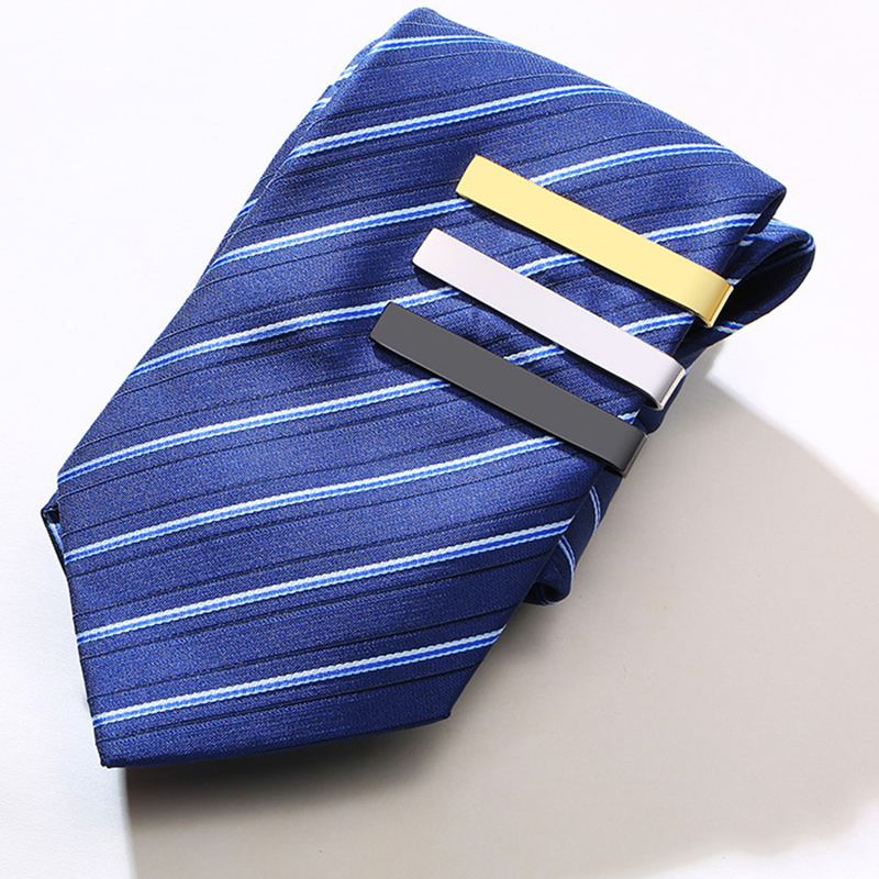Personality Simple Metal Custom Engraved Logo Stainless Steel 48*8mm Blank Bar Tie Clips for Men