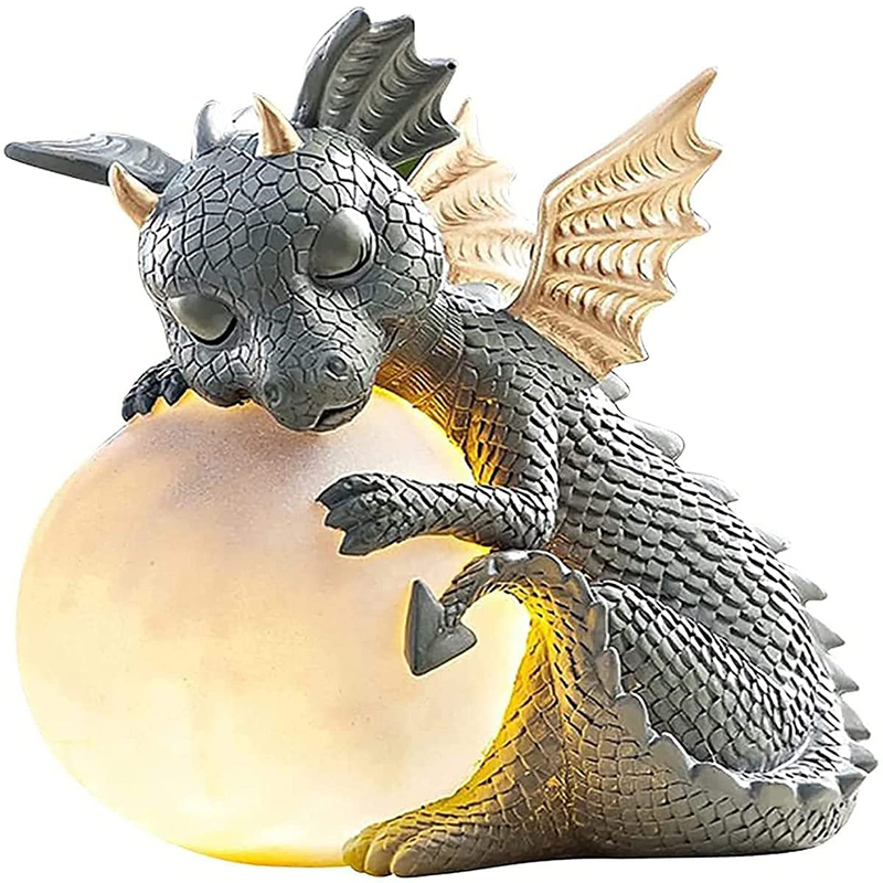 Solar Powered Outdoor Figurine Dargon Statue with Gazing Ball LED Solar Garden Lights for Patio Lawn Yard Decor