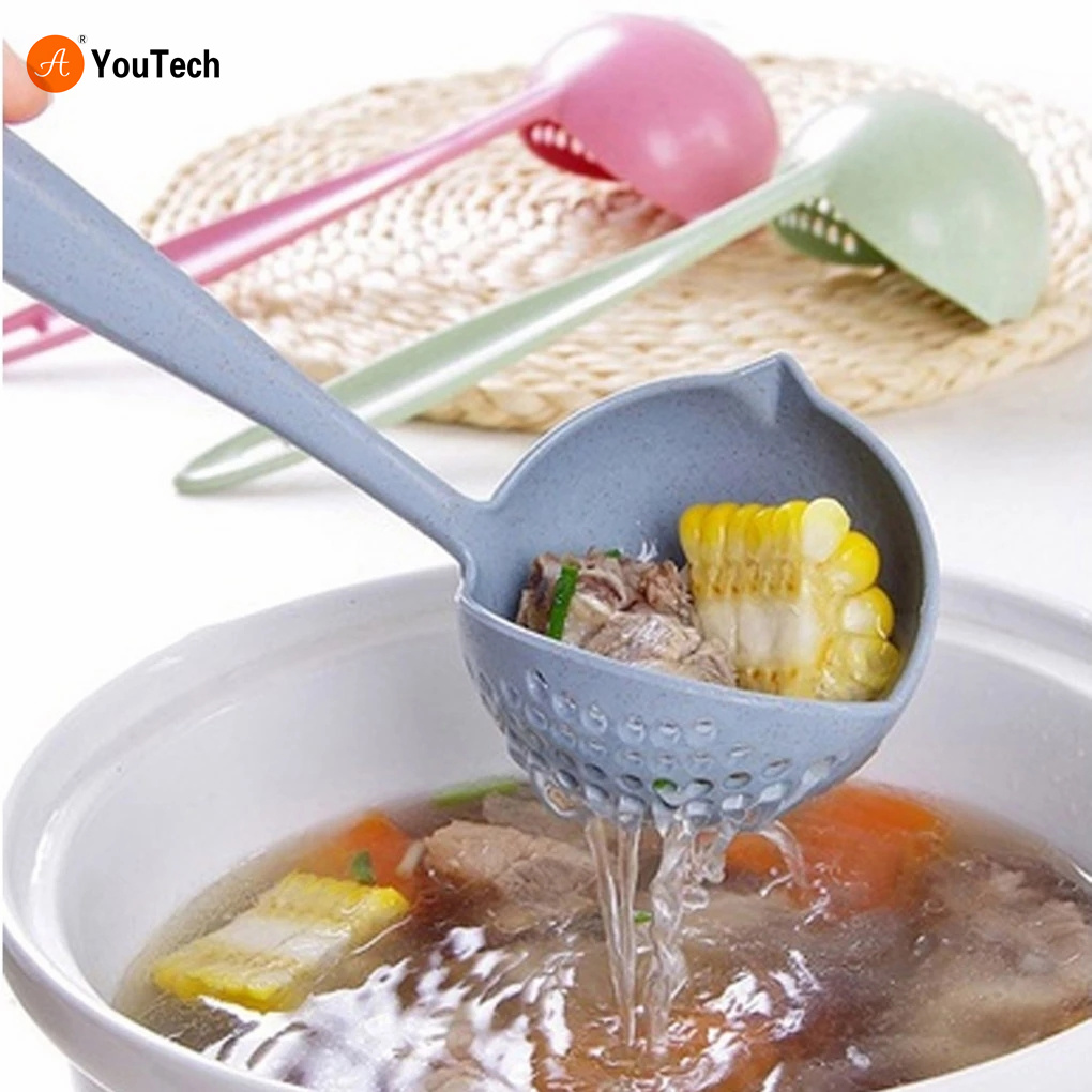 Новинка, ложка для супа с длинной ручкой, Кухонное ситечко, однотонный кухонный дуршлаг, кухонный ковш, пластиковая посуда, дуршлаг, Лидер продаж