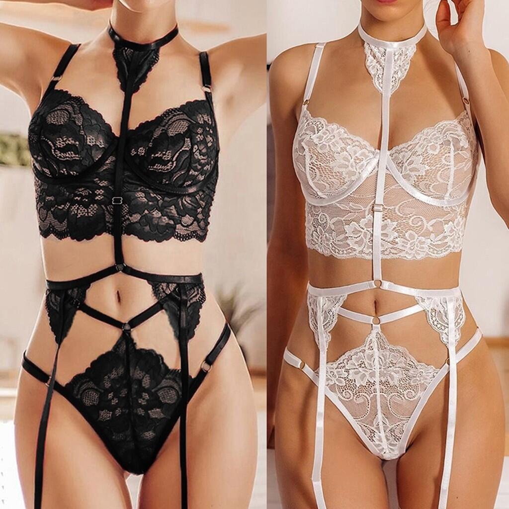 3 шт./компл., женское нижнее белье, sexo, прозрачный кружевной бюстгальтер + пояс-подвязка + стринги, сексуальное нижнее белье, эротическое, хит продаж