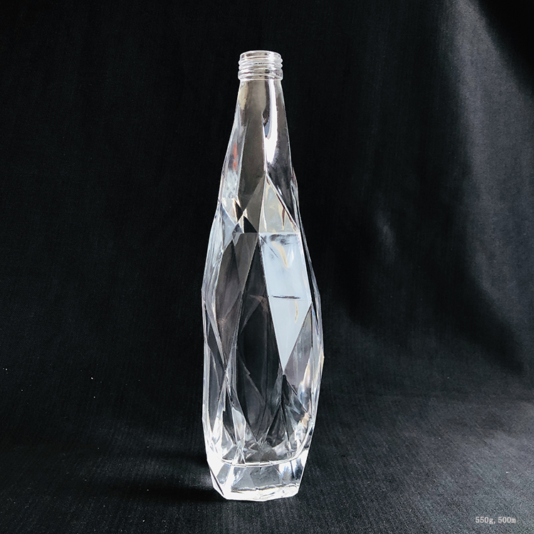 Custom Crystal 500ml Diamond Shaped 375ml Spirit Whisky Glass Bottle