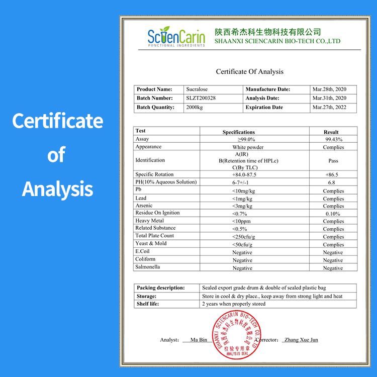 Sciencin оптовая продажа подсластитель сукралоза