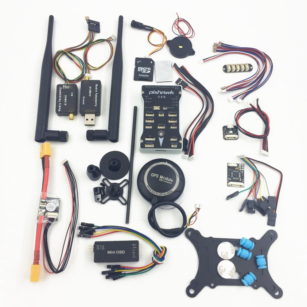 Контроллер полета Pixhawk PX4 PIX 2.4.8 32 бит + 433/915 Телеметрия + M8N GPS + Minim OSD + PM + предохранительный переключатель + зуммер + PPM + I2C для модели RC