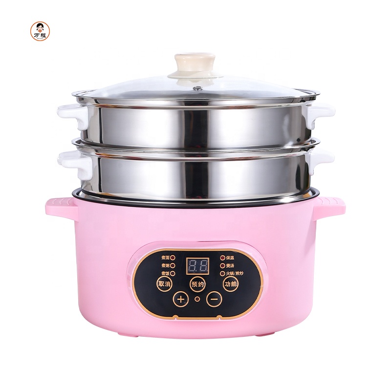 Multi Functional Portable Double-Layer Stainless Steel Cooking Pot Low Power Electric Cooker For Dormitory