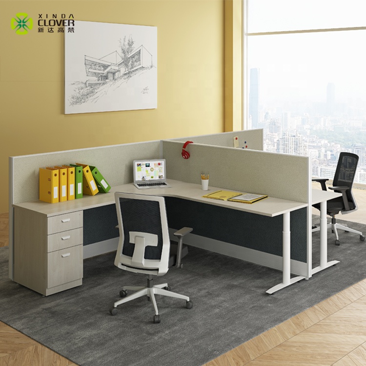 Standard Office Cubicle Size Modern Two Person Desk Modular Open Workstation