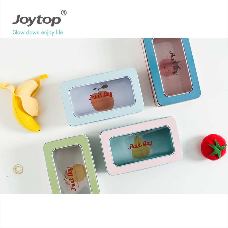 Joytop 9892, фруктовый принт на заказ, металлические часы для конфет, подарок, печенье, чай, жестяная коробка с окошком