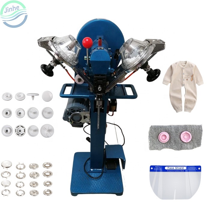 Automatic face shield plastic snap fasten button press fastener machine metal prong button setting attaching fastening machine