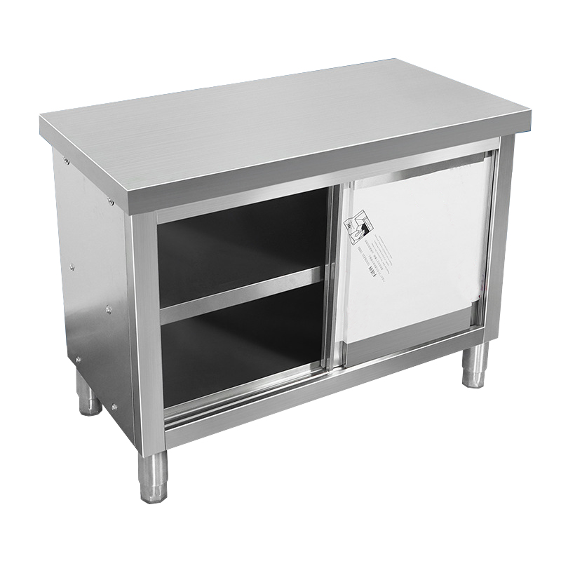 outdoor 304 stainless steel sliding door working table cabinet for kitchen rice dispenser