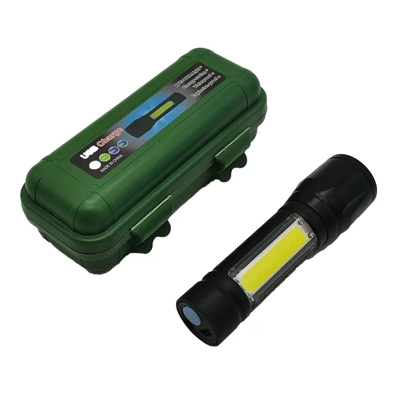 hotsale  aluminum mini cheap plastic  led flashlight with cob torch light    for sale