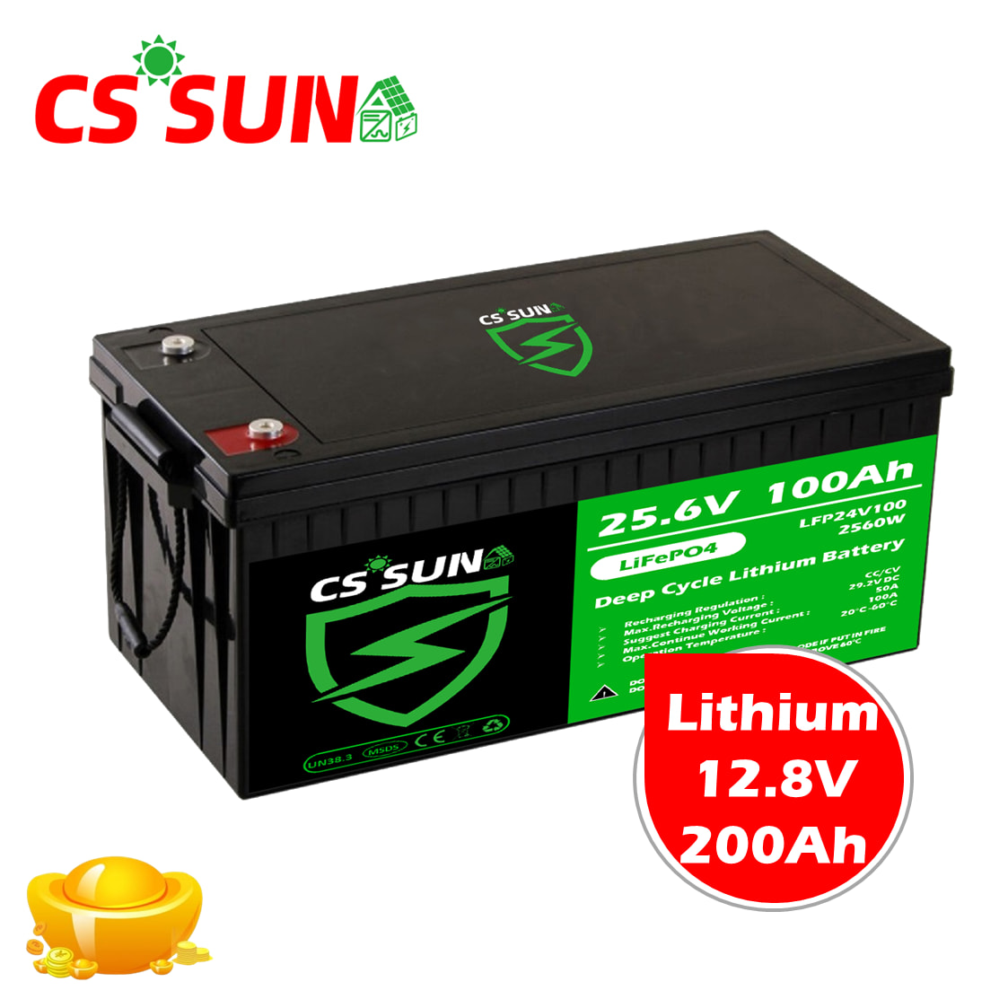 CSSUN Smart Bms Bluetooth Solar Battery Gel 12v 200ah 12 Volt Rechargeable Lead Acid Batteries Wholesale Leo