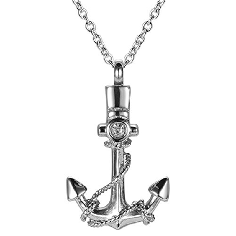 Stainless Steel Anchor Cremation Urn Pendant Necklace For Ashes Navigation Keepsake Jewelry Gift keepsake holder religious urn