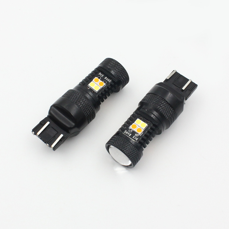 Светодиодная лампа для стоп-сигналов T20 7443 14SMD 3030, двухцветная СВЕТОДИОДНАЯ лампа canbus без ошибок, светодиодная лампа для указателей поворота 1156 1157 7440