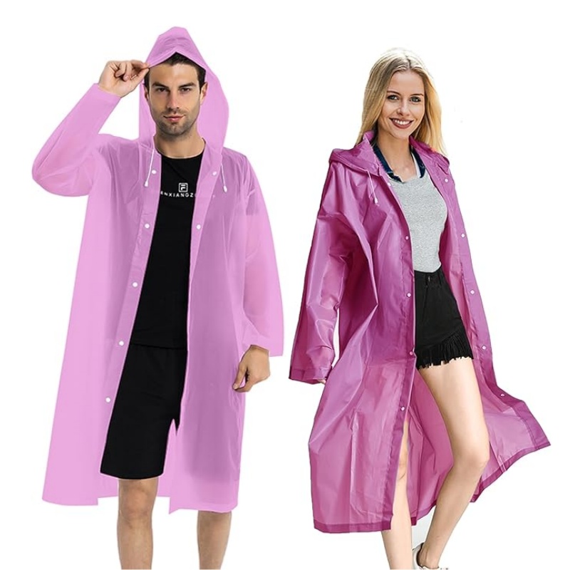 EVA Reusable Rain Ponchos for Adults Unisex Waterproof Rain Coat with Hood and Elastic Cuff Sleeves Extra Thick Rain Jackets