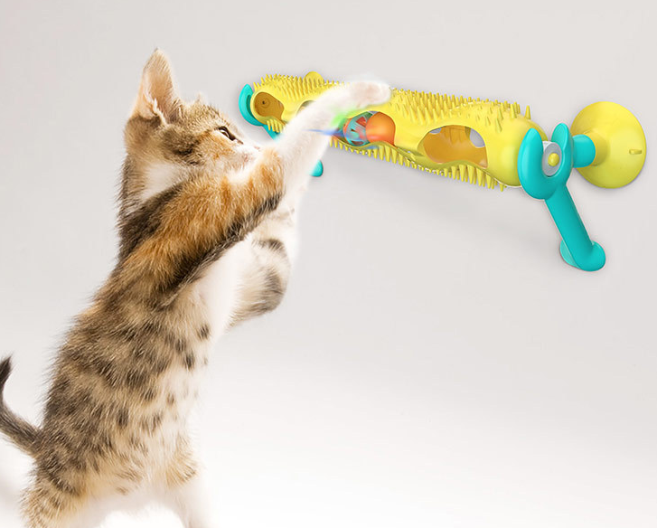 Cat Interactive Toy Accessory Track Ball Toy For Cat Massage Plastic Sucker funny Cat Toy
