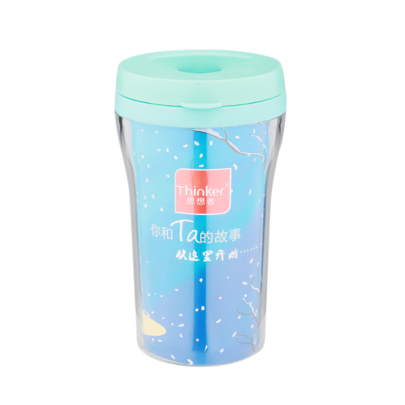 In Stock 250ml Customized Tumbler Double Wall Acrylic Insulated Office Bubble Tea Cups Cute Plastic Coffee Mug With Lid