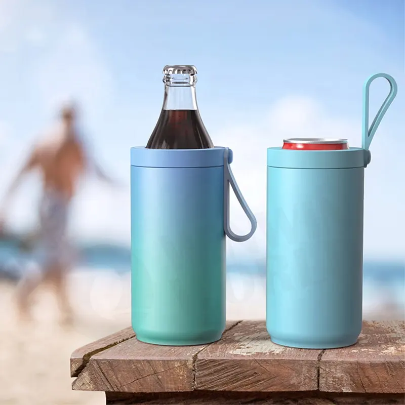 Can Cooler 4 In 1 Portable 12oz Slim Sublimation Blank Vacuum Insulated Double Walled Stainless Steel Beer Bottle And Can Cooler