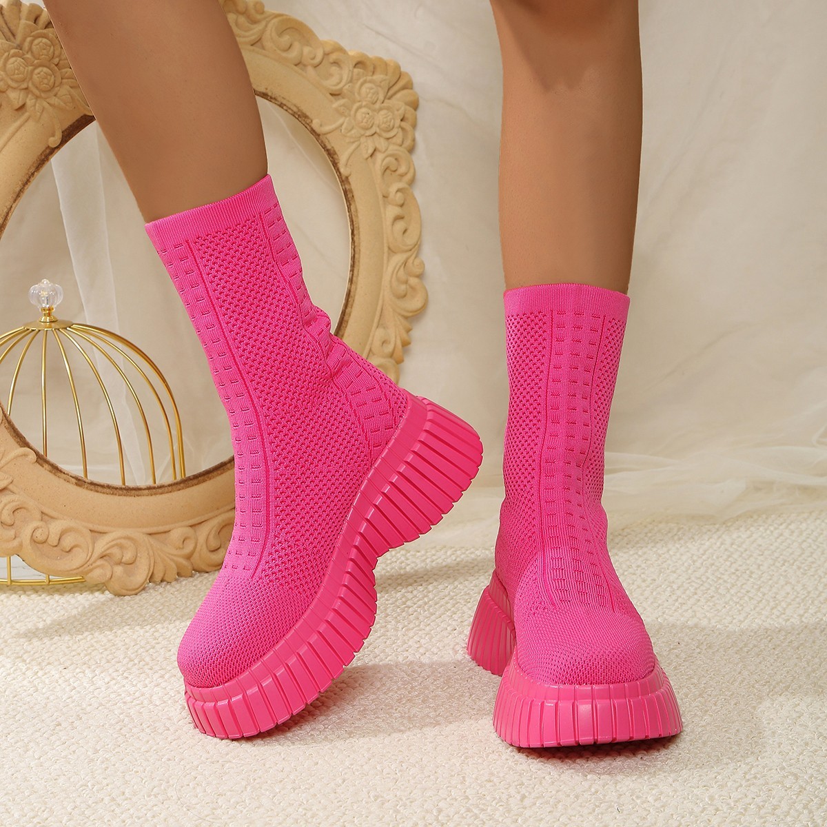 Jinbeile Women's Fashion Winter Boots Fall Shoes with Platform Ankle Booties Rubber Insole Short Style